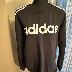adidas Black Sweatshirt with White Logo and Stripes